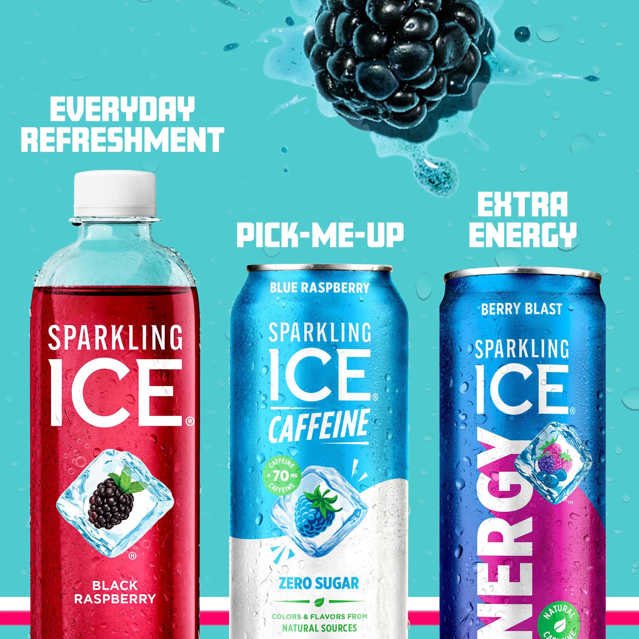 Sparkling Ice vertido en vaso con hielo mostrando color y gas, bebida lista para beber