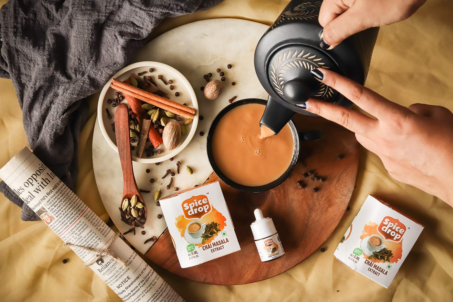 Spice Drop latte con espuma aromatizado con extracto añade matiz especiado