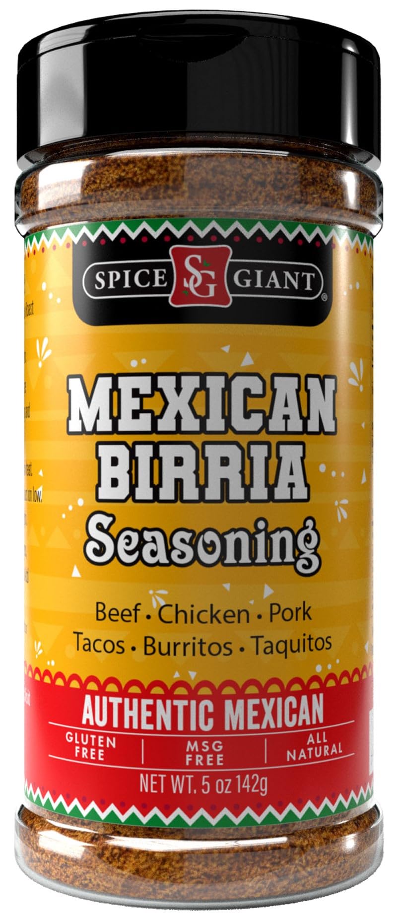SPICE GIANT frasco frontal birria mostrando envase práctico y atractivo