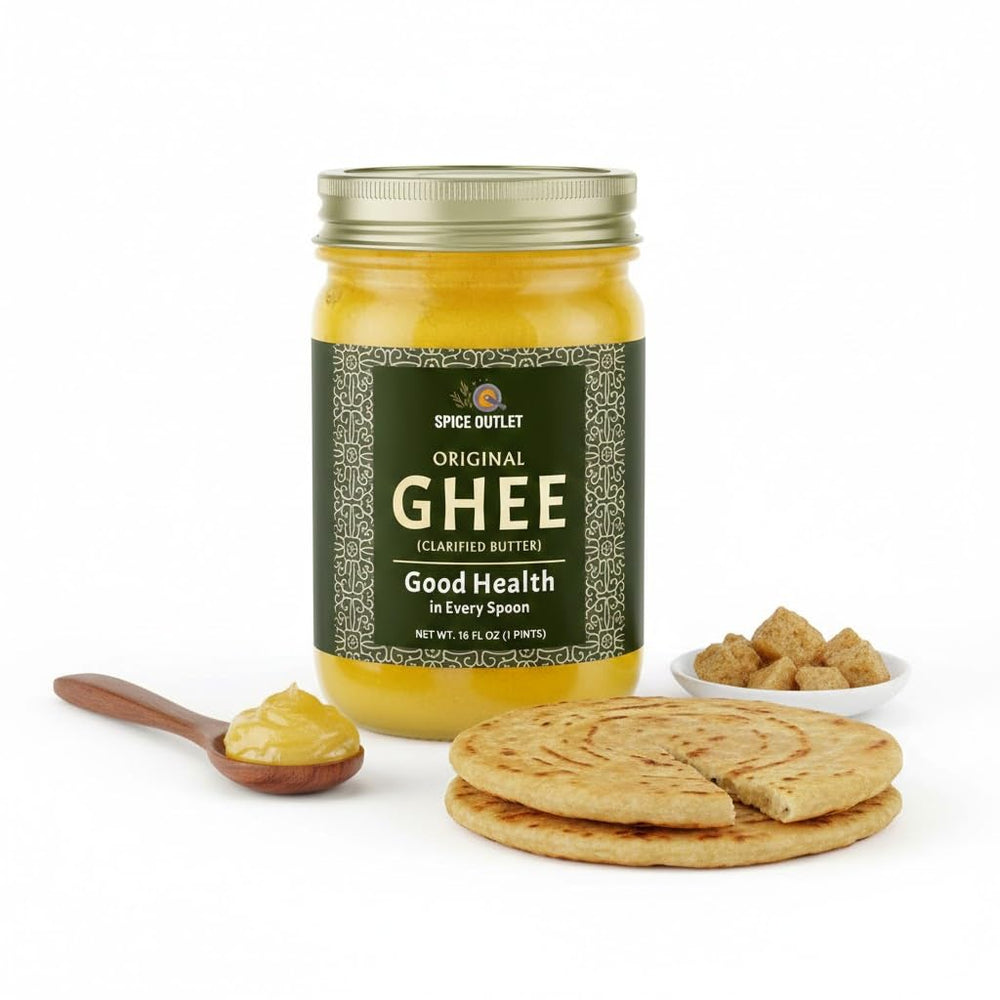 SPICE OUTLET ghee vertido en cuchara, facilita cocinar a altas temperaturas