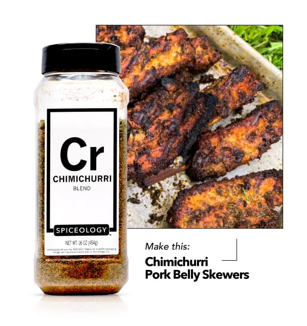 Spiceology chimichurri etiqueta con ingredientes y beneficios de frescura
