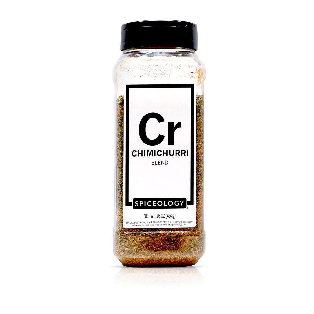 Spiceology chimichurri frente del envase muestra tamaño y conveniencia