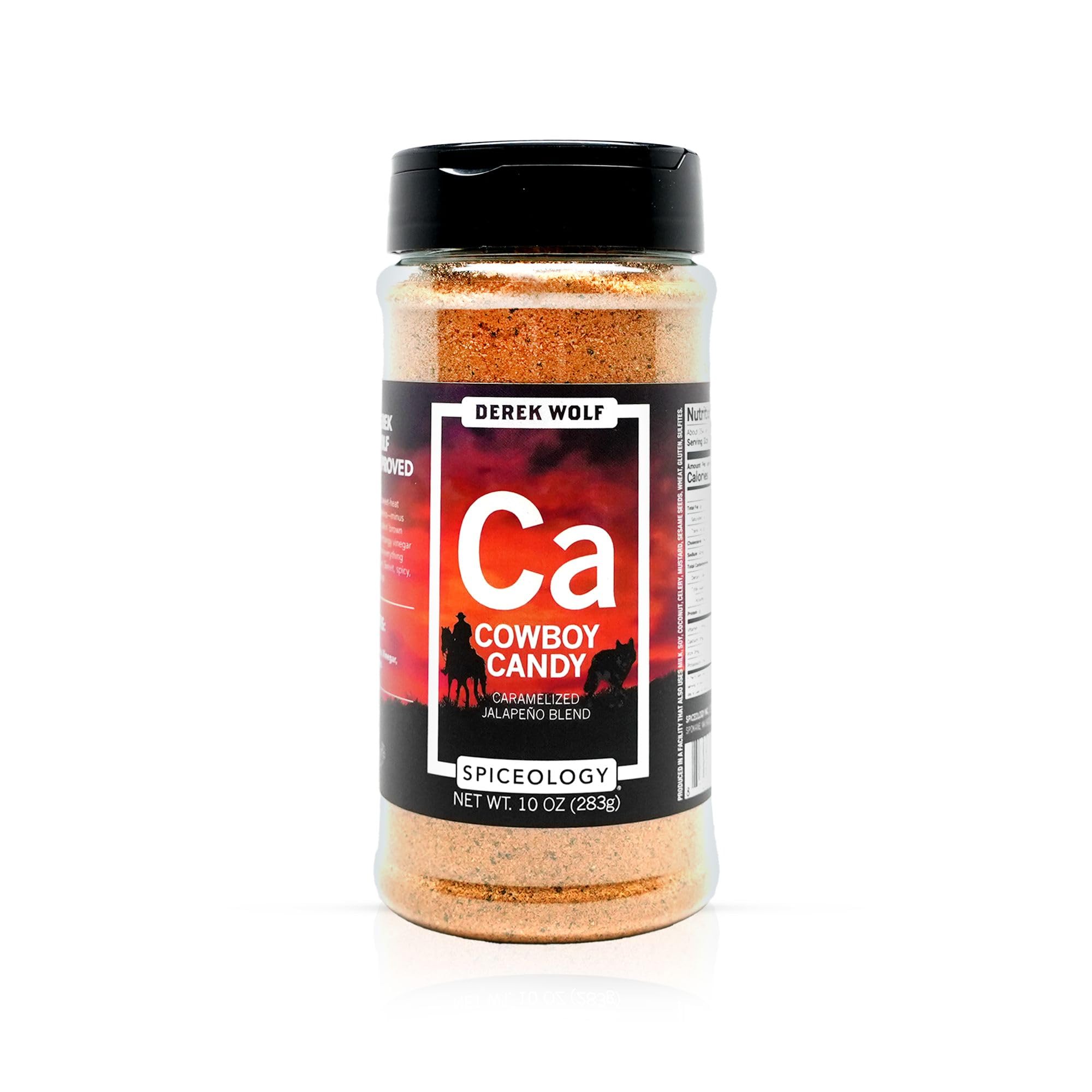 Spiceology Derek Wolf Cowboy Candy en envase frontal, ideal para asados