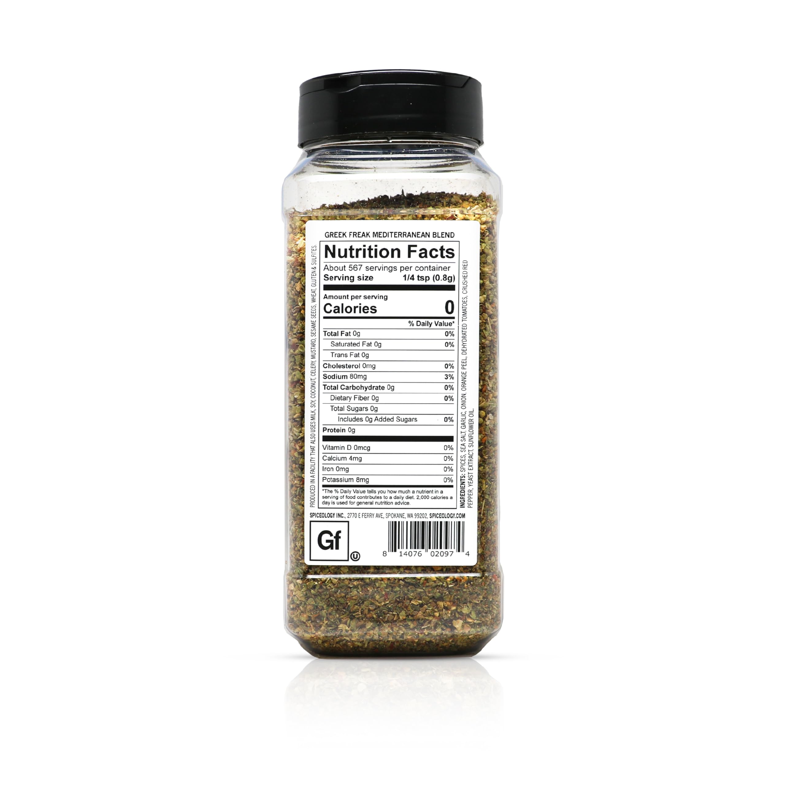 Spiceology Greek Freak textura en cuchara que muestra mezcla herbácea y color