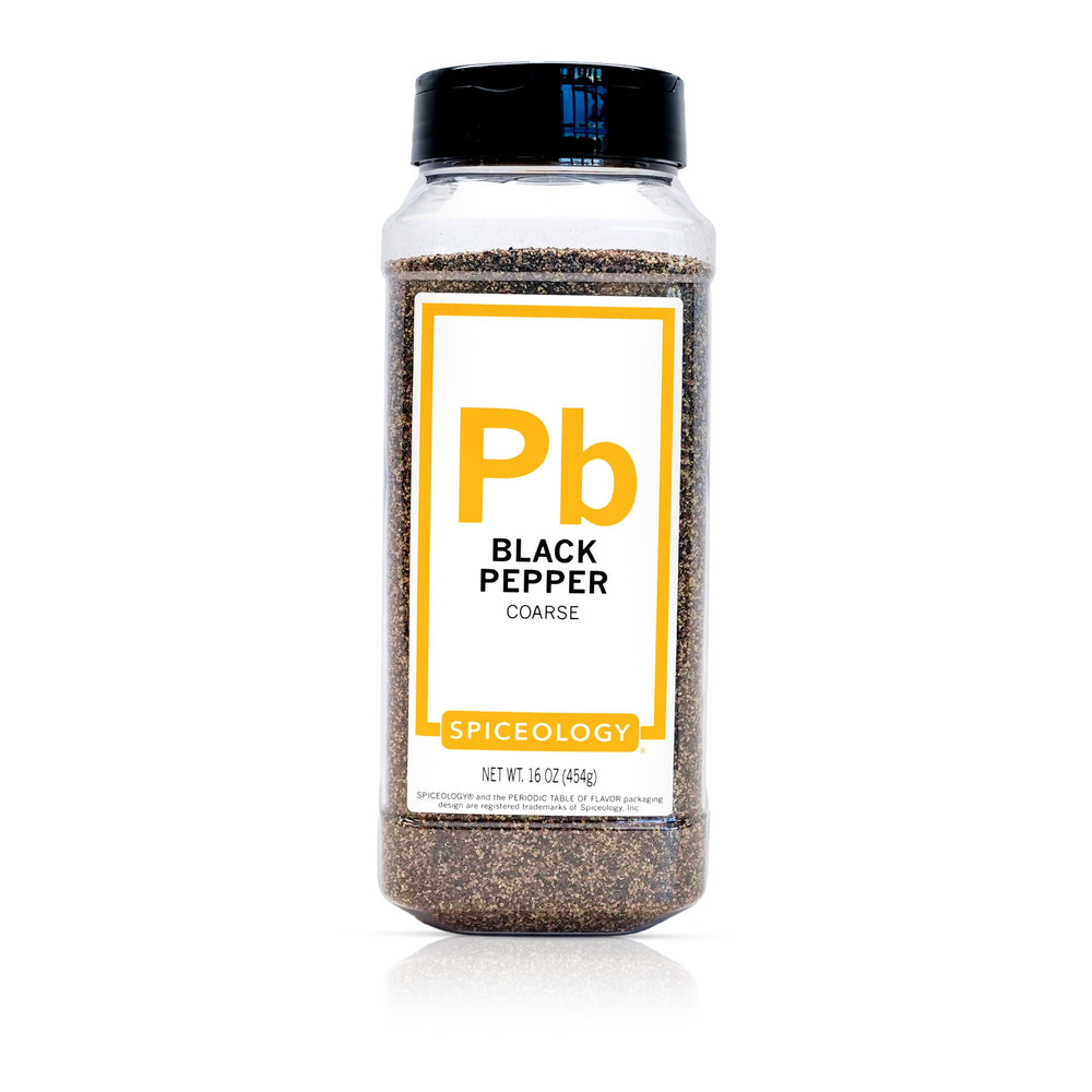 Spiceology frasco frontal 16 oz mostrando marca y tamaño para cocina profesional