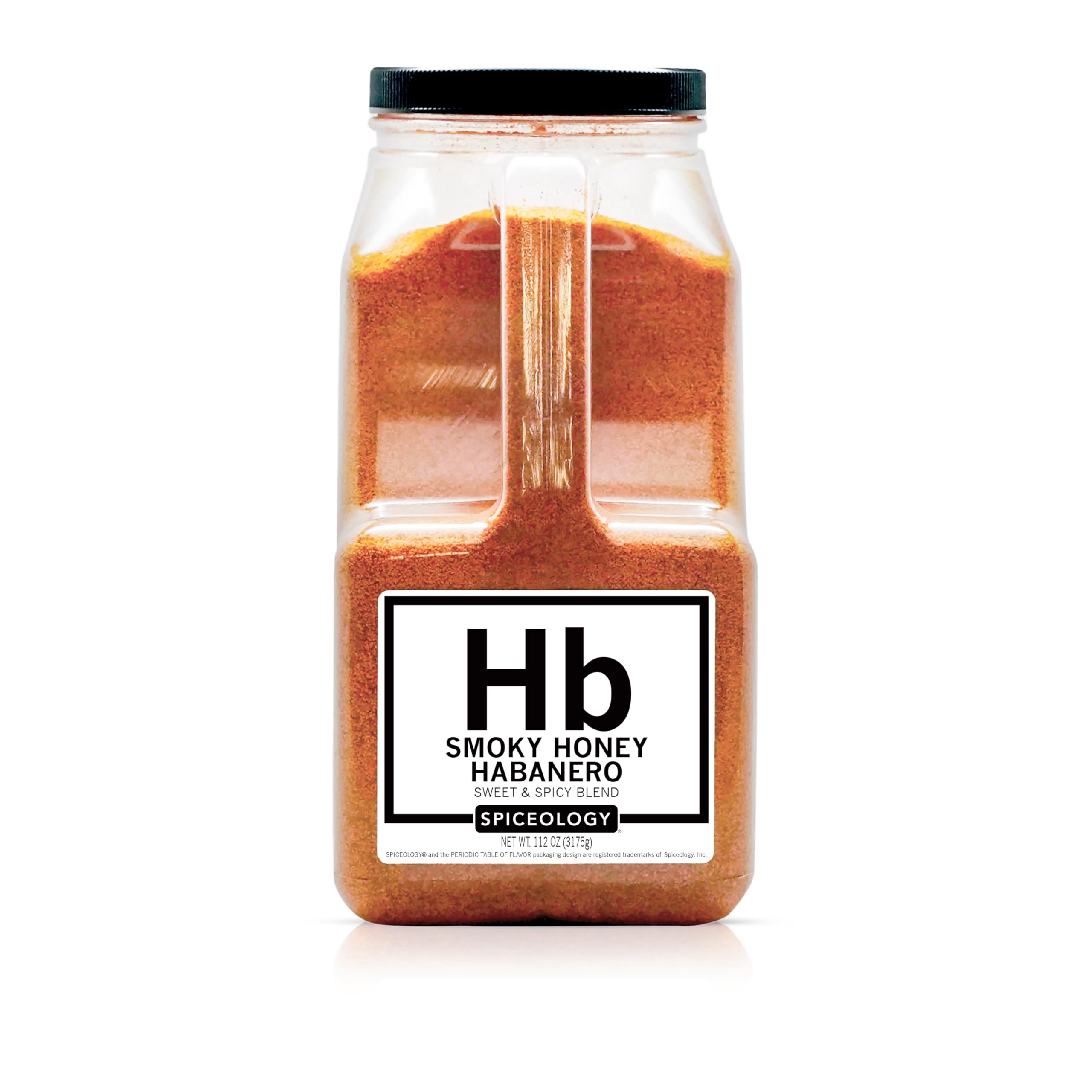Spiceology frasco frontal del condimento muestra etiqueta y tamaño grande