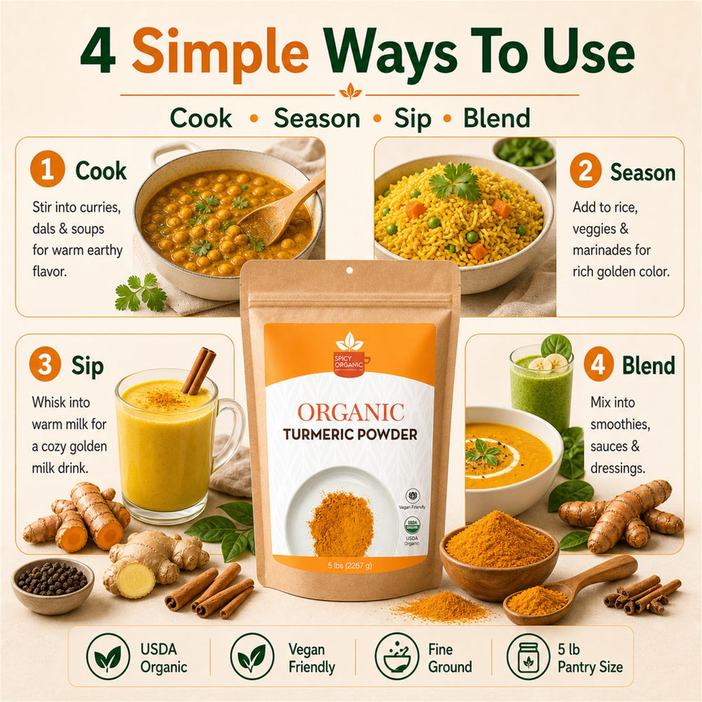 SPICY ORGANIC vaso de leche dorada con cúrcuma para bebidas nutritivas