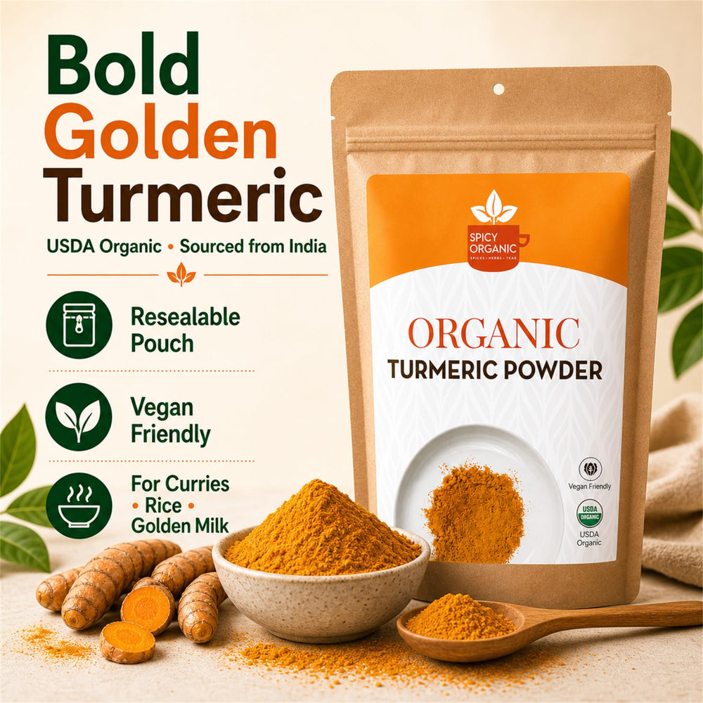SPICY ORGANIC cuchara con polvo dosificado para recetas y control de porciones