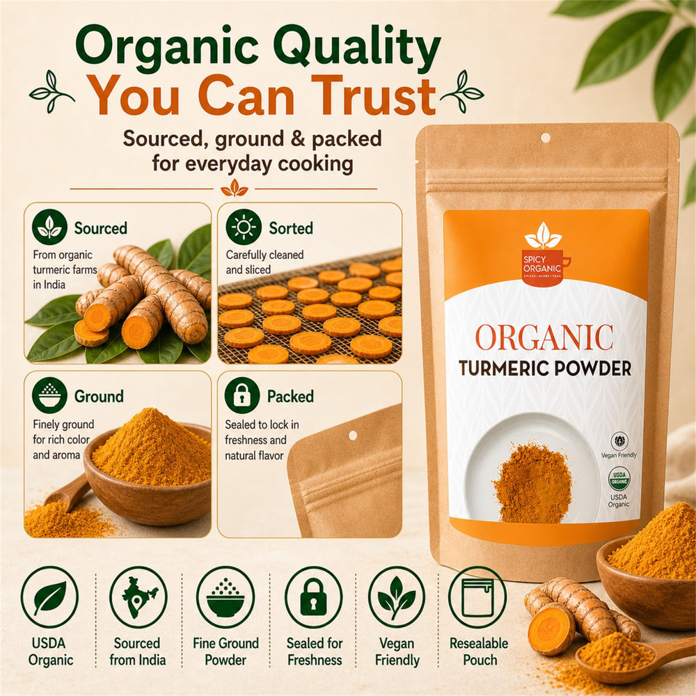 SPICY ORGANIC cierre resellable del envase que conserva frescura y aroma