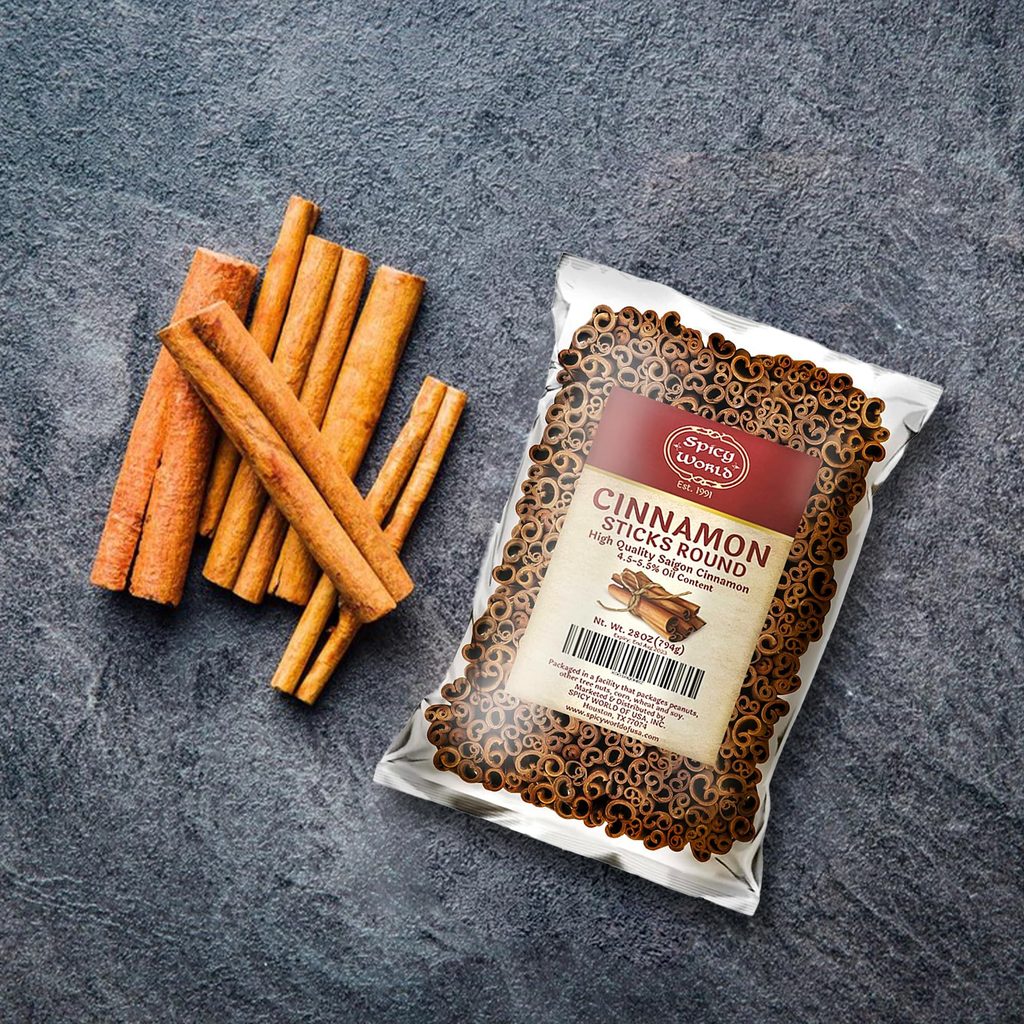 Spicy World etiqueta del paquete mostrando origen Vietnam y sin aditivos