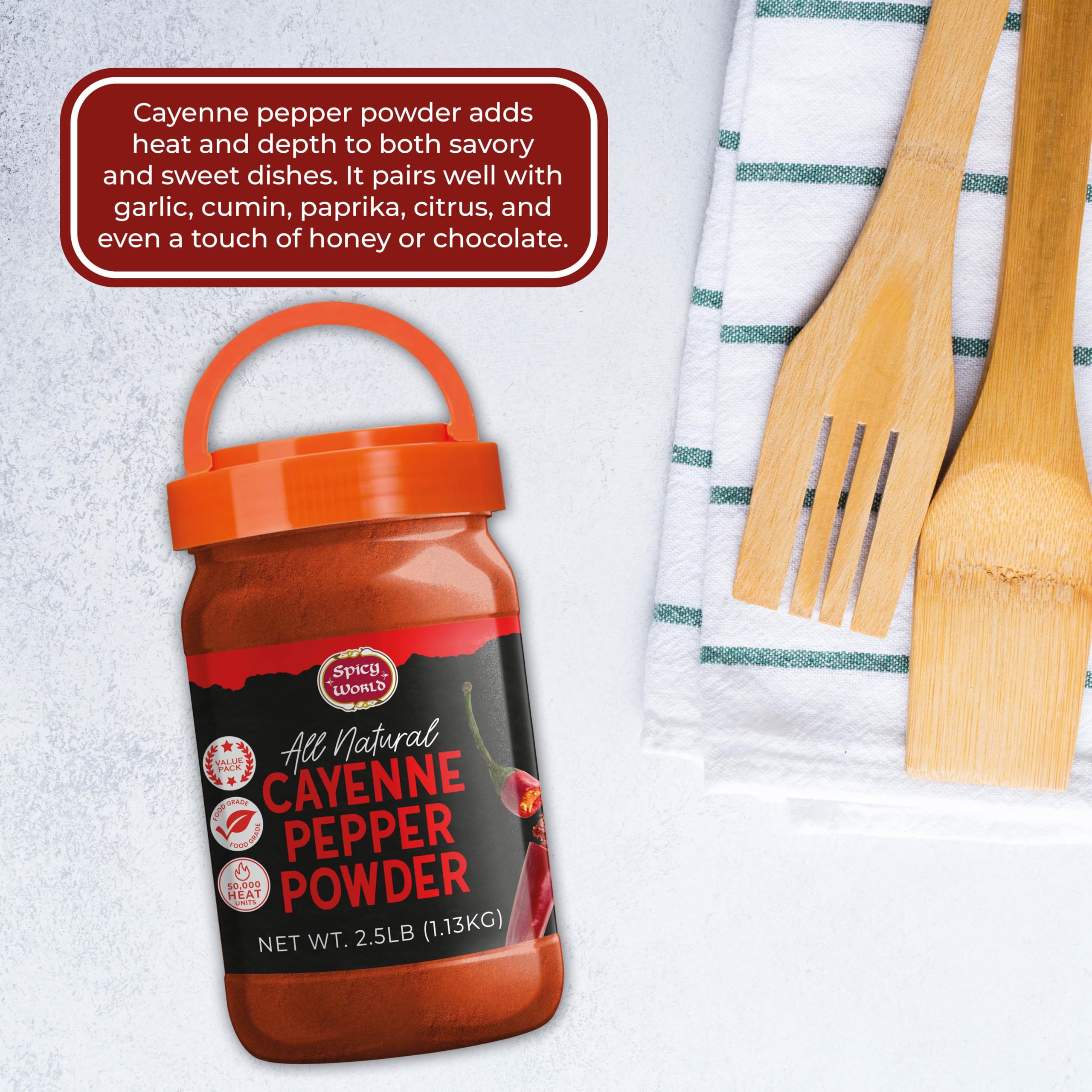 Spicy World frasco en cocina profesional usado por chefs para sazonar