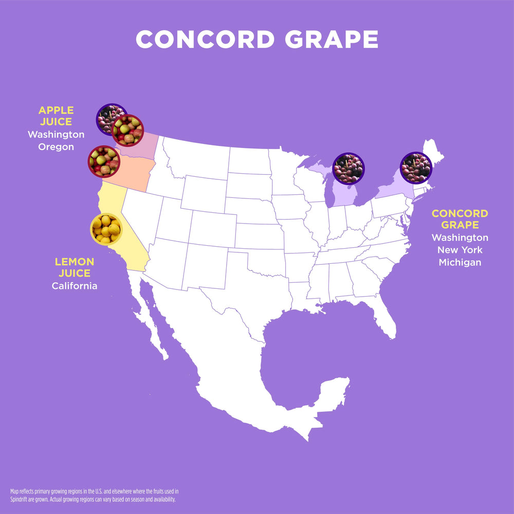 Spindrift uvas Concord frescas que destacan sabor natural
