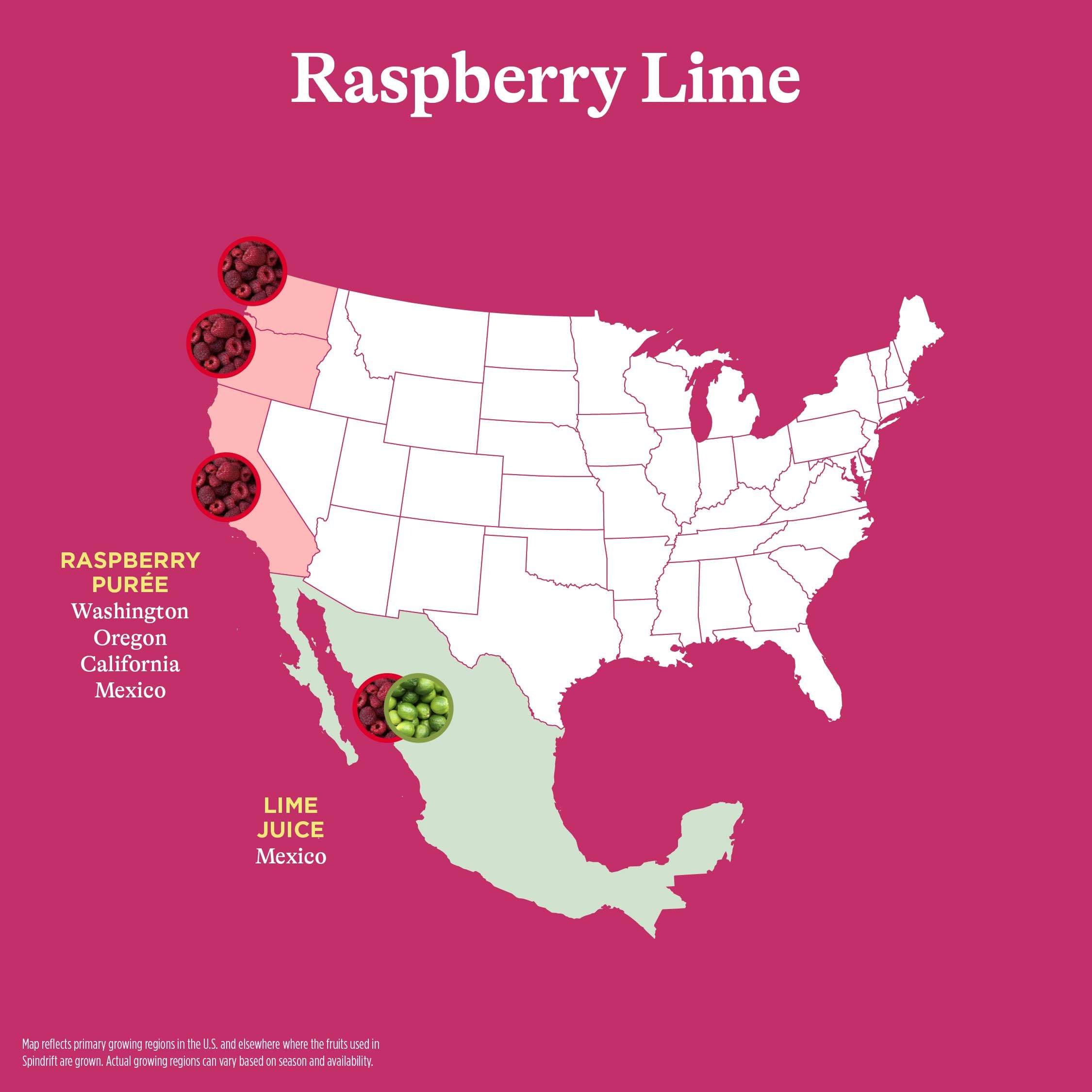 Etiqueta Spindrift Raspberry Lime detalle de ingredientes reales