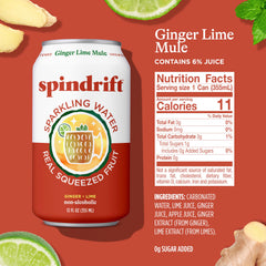 Detalle de la textura y pulpa de Spindrift Ginger Lime Mule, sabor real de fruta