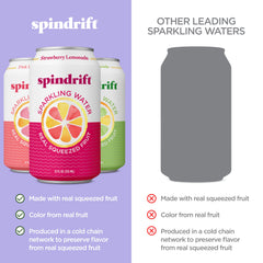 Spindrift lata abierta en mano demostrando fácil consumo y portable