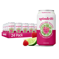 Spindrift lata frontal Raspberry Lime mostrando diseño y frescura