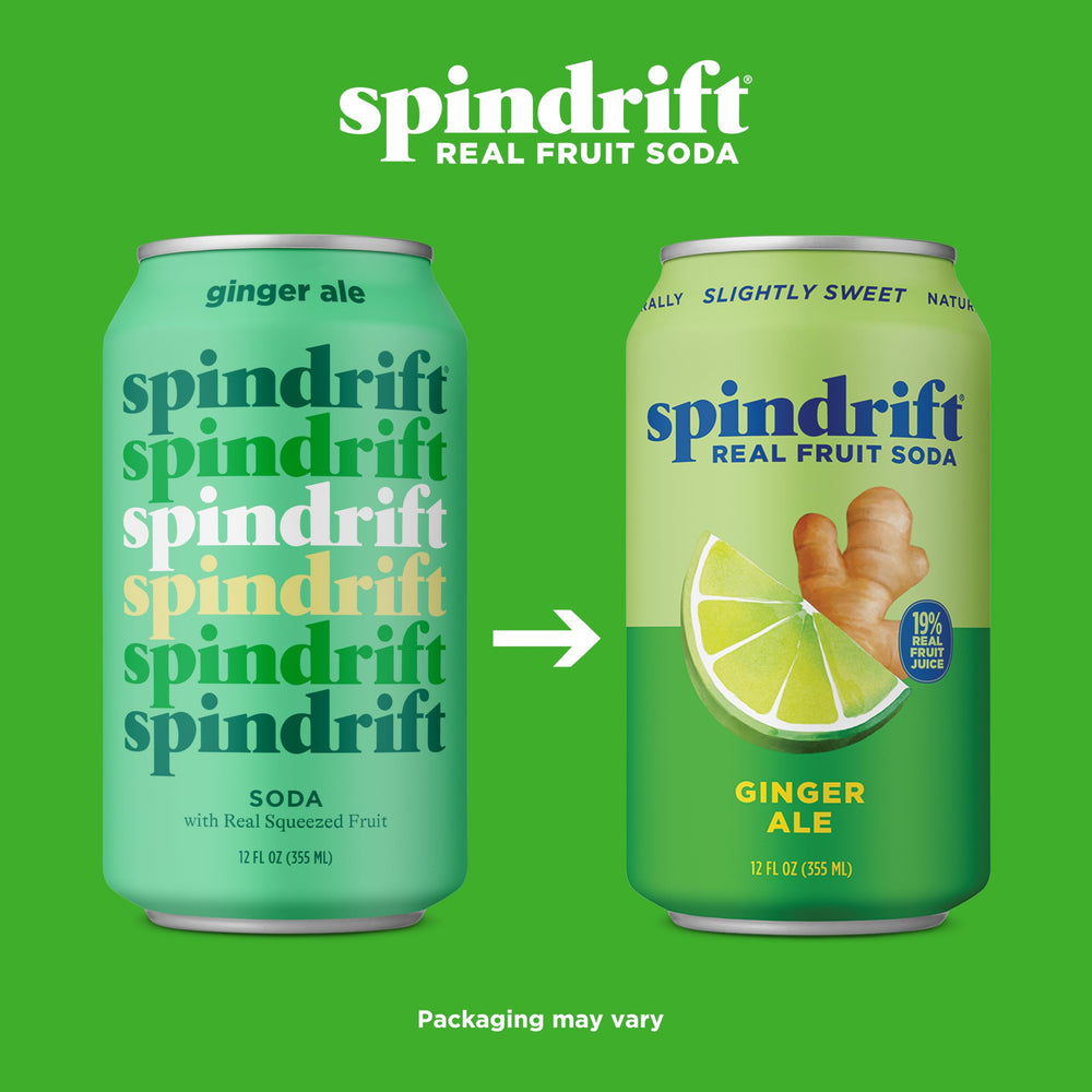 Spindrift ingredientes exprimidos de jengibre y cítricos para sabor real