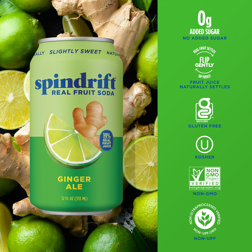 Spindrift vertido en vaso con hielo mostrando carbonatación suave