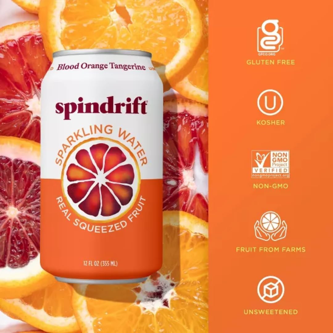 Lata Spindrift abierta con efervescencia visible que evidencia frescura y burbujas leves