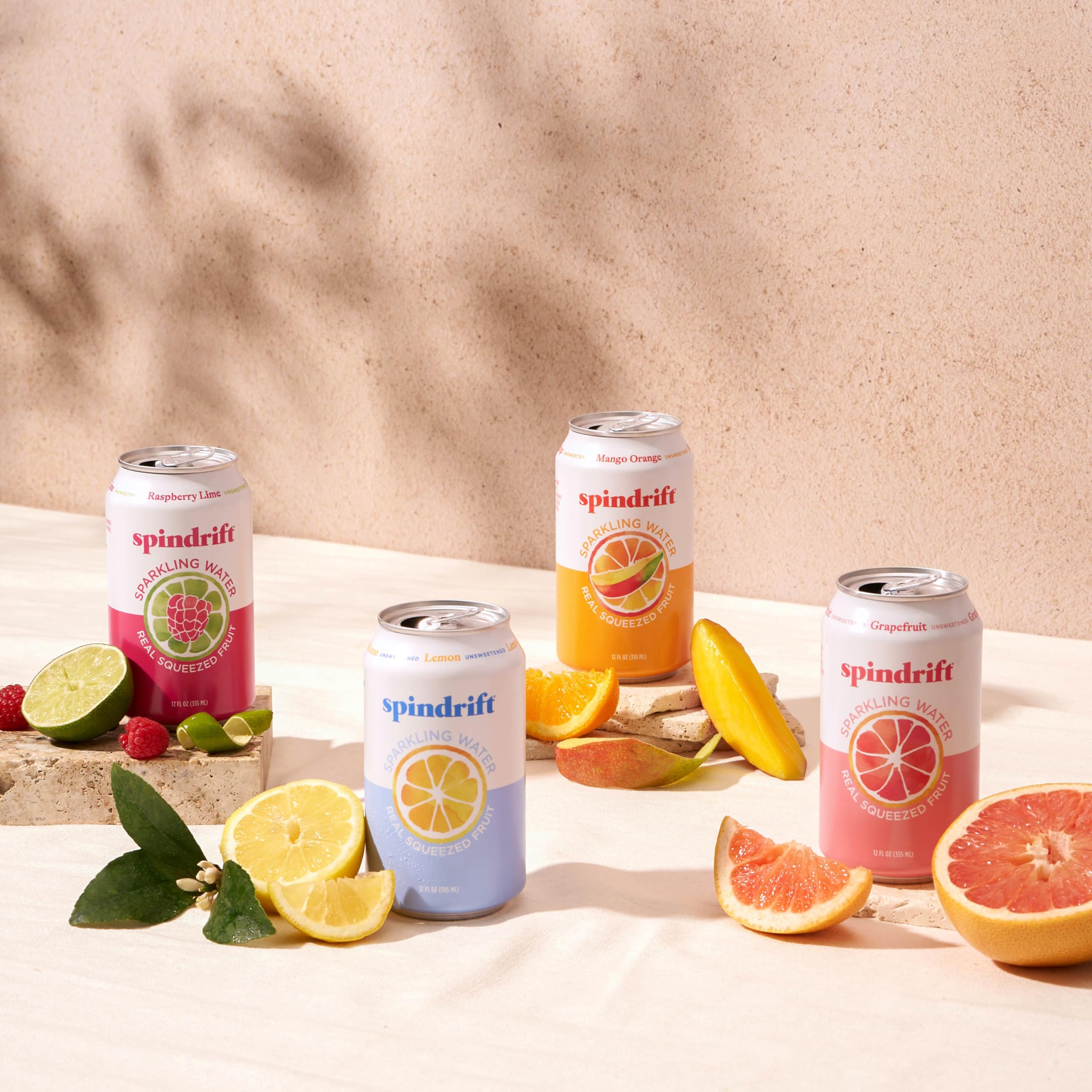 Spindrift lata naranja-mango con colores vibrantes y atractivo
