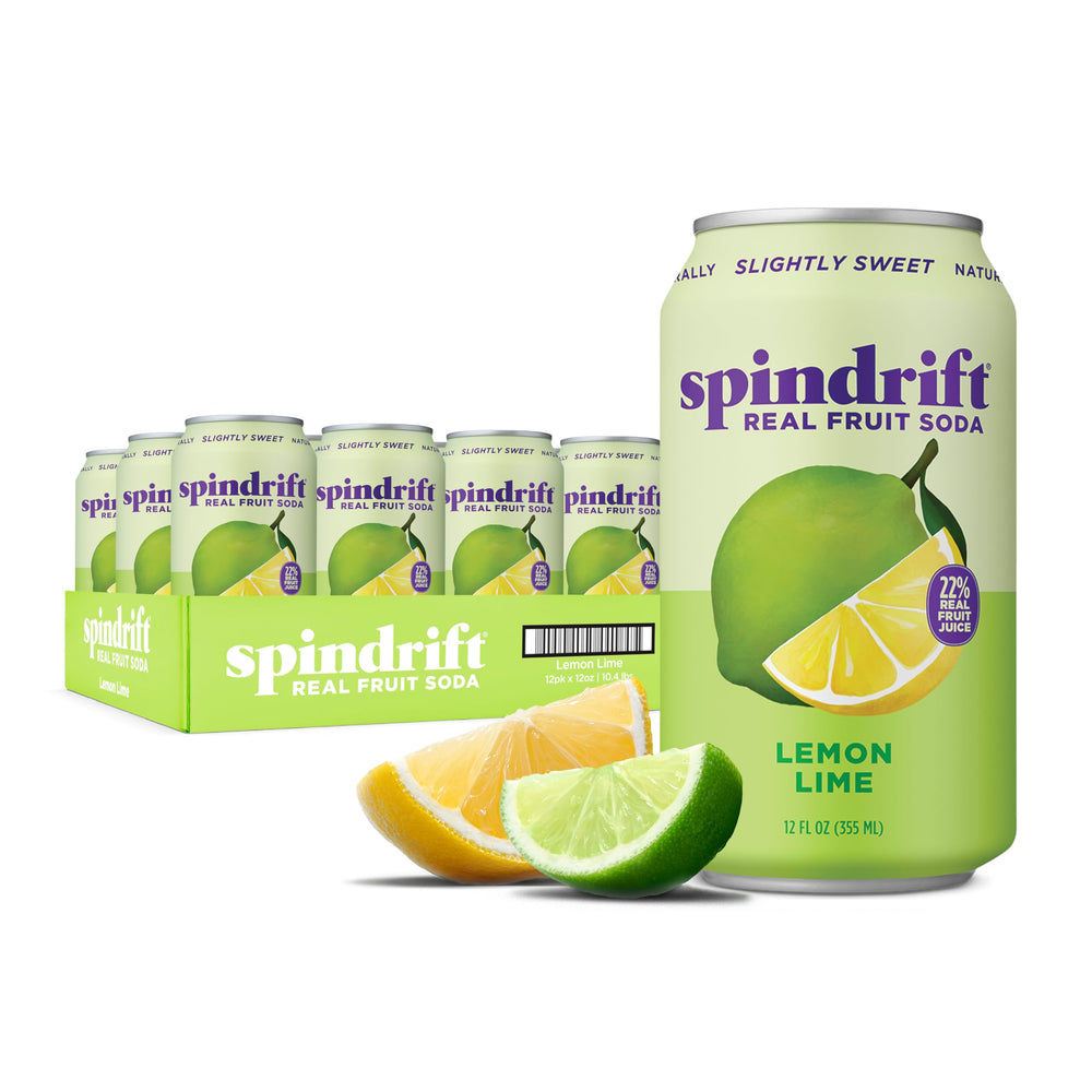 Spindrift lata frontal mostrando diseño y sabor cítrico atractivo