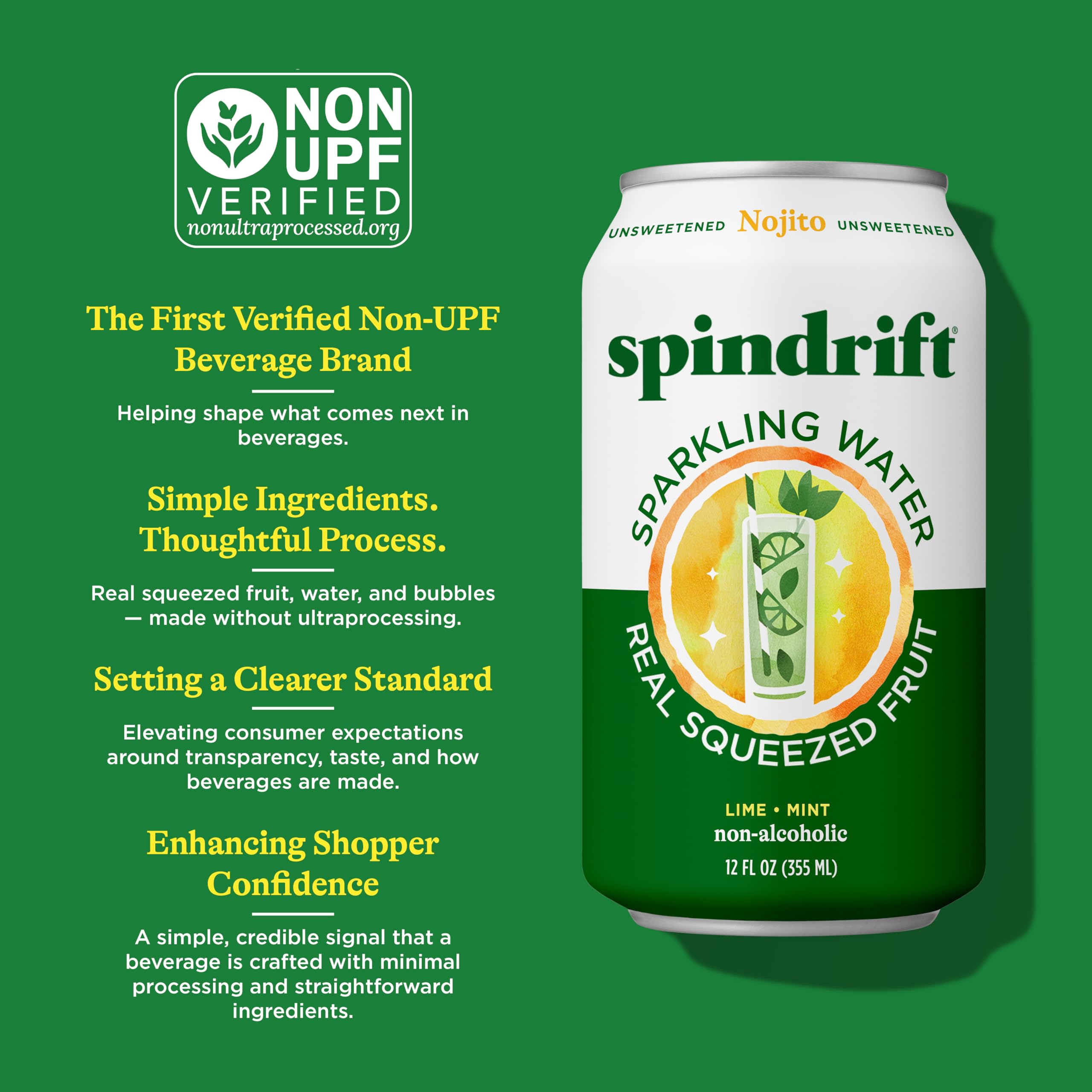 Spindrift lata junto a objeto para comparar tamaño práctico