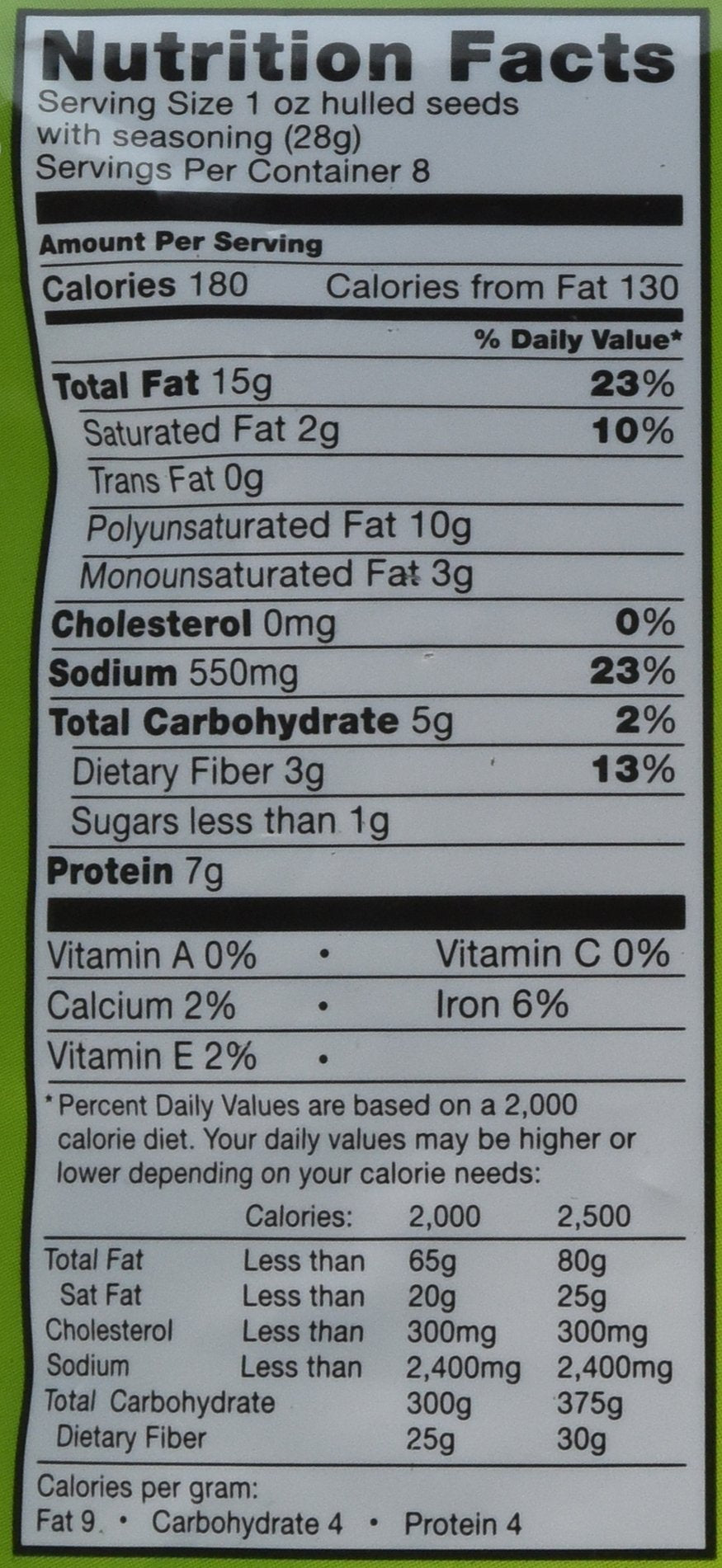 Spitz etiqueta nutricional y listado de ingredientes para información clara