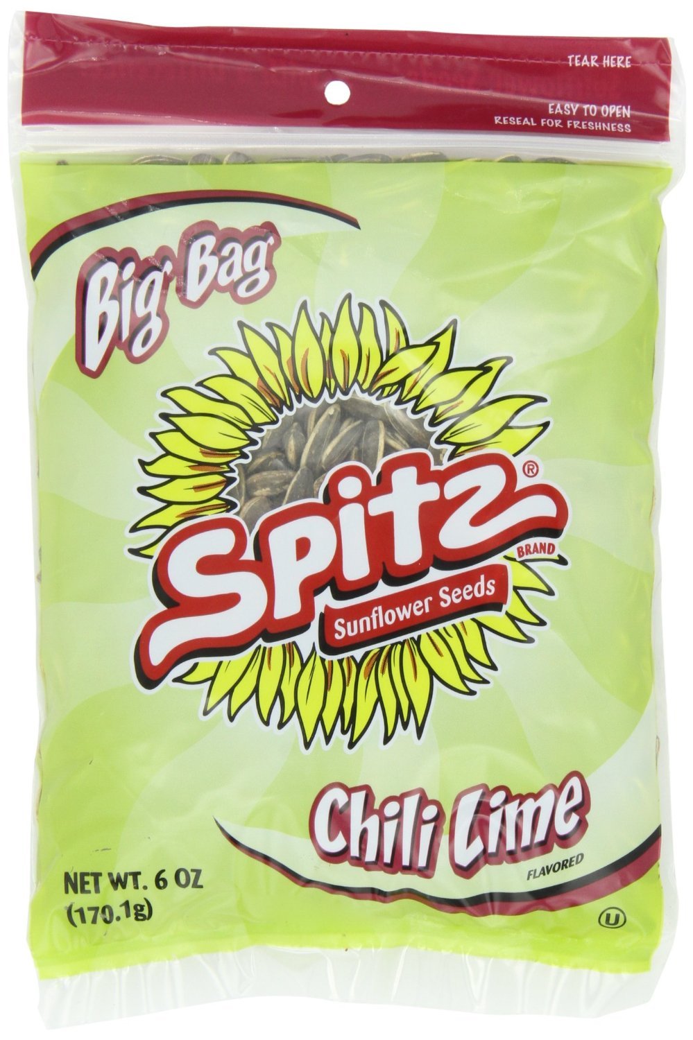 Spitz bolsa frontal chili lime mostrando etiqueta y beneficio compartible
