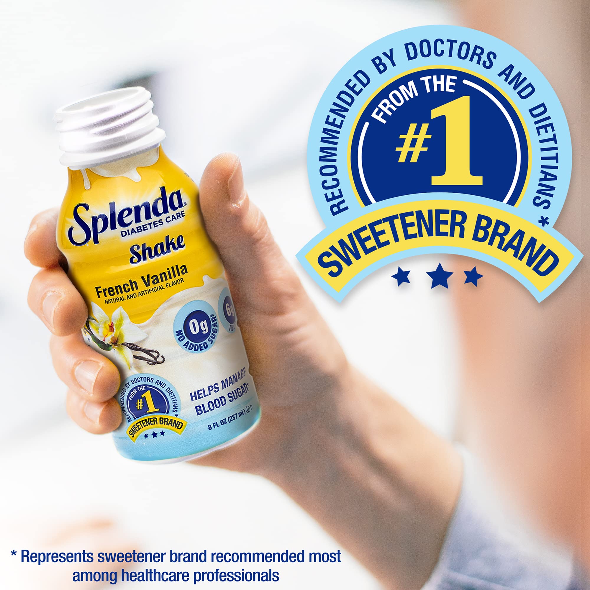 SPLENDA comparación de tamaño de la botella para ver porción práctica de 8 fl oz