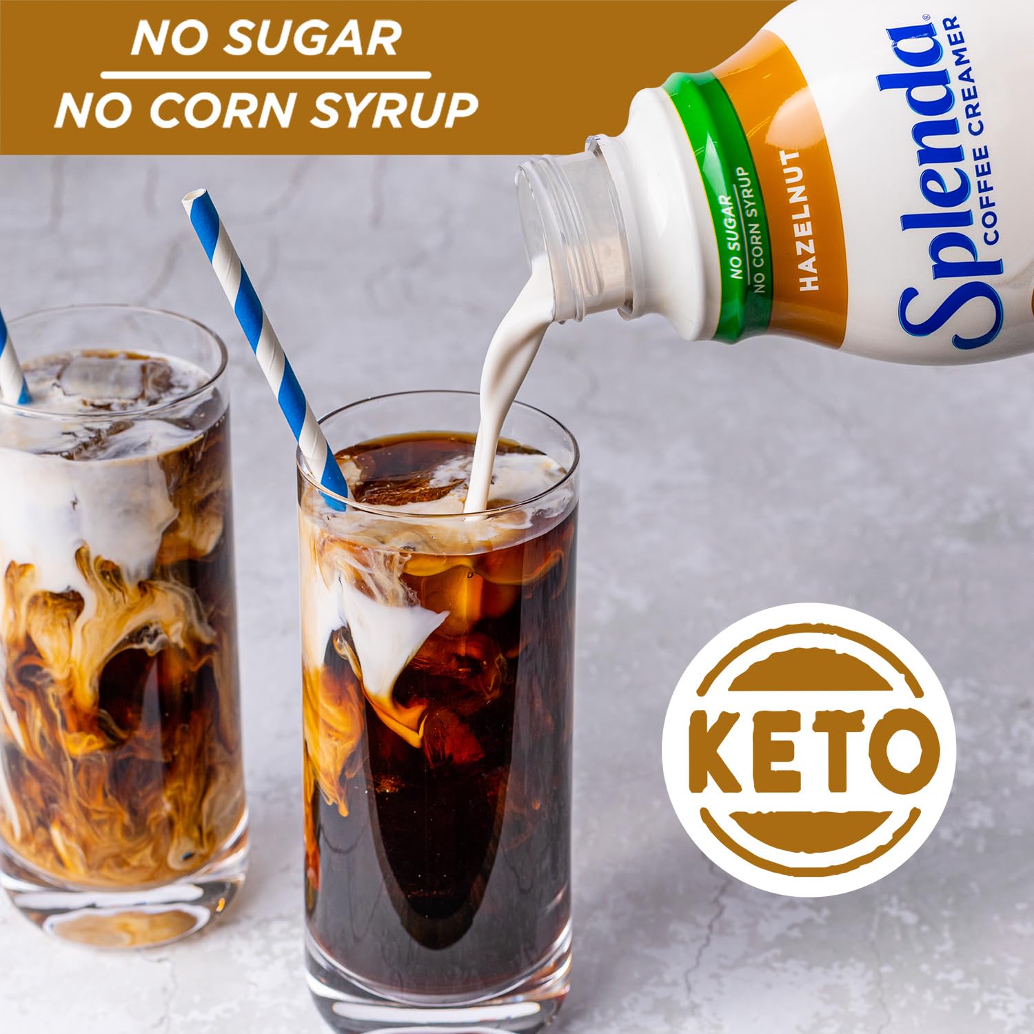 SPLENDA primer plano de etiqueta nutricional resaltando sin azúcar ni lactosa