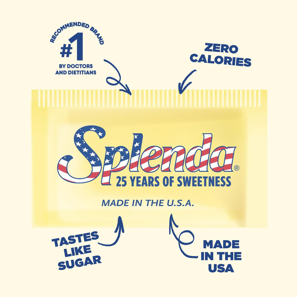 SPLENDA detalle de un sobre abierto y el contenido granular para ver textura