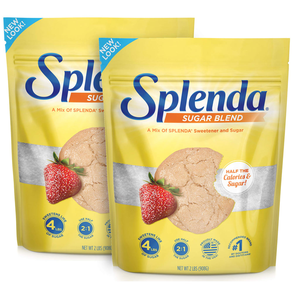 SPLENDA frente del empaque mostrando etiqueta y tamaño práctico