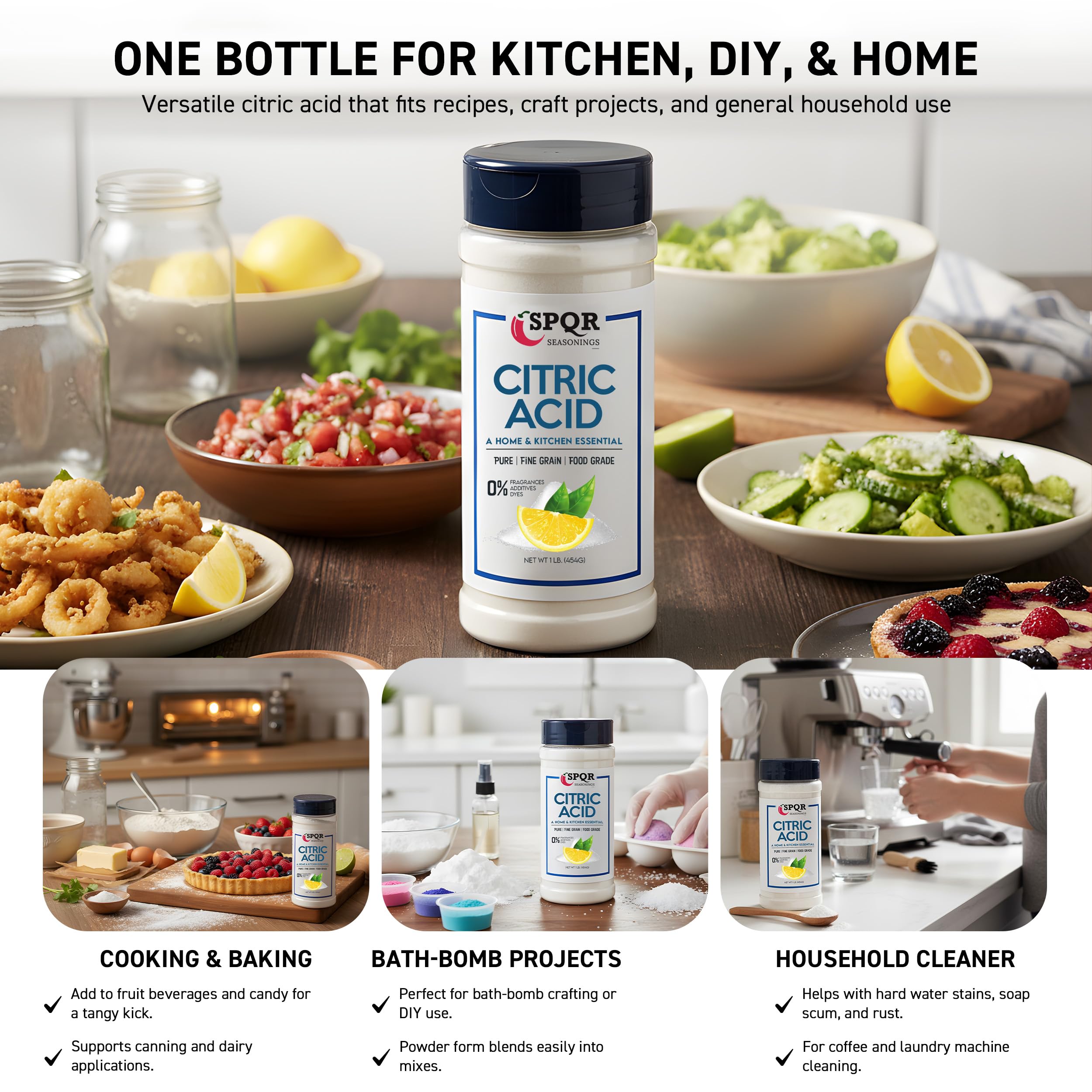 SPQR Seasonings limpiando cafetera, desincrusta depósitos minerales eficazmente