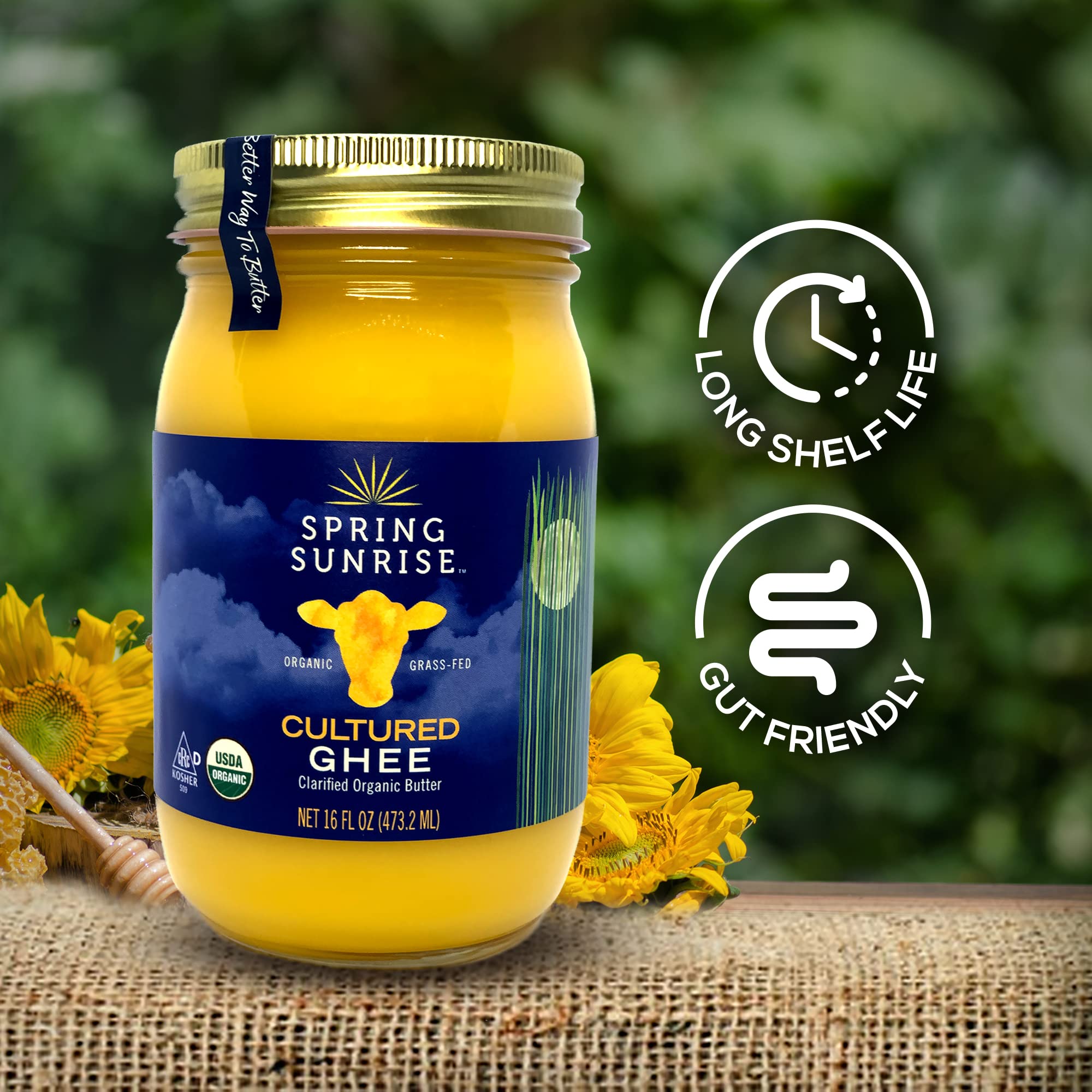 Spring Sunrise ghee en sartén salteando verduras a alta temperatura sin humo