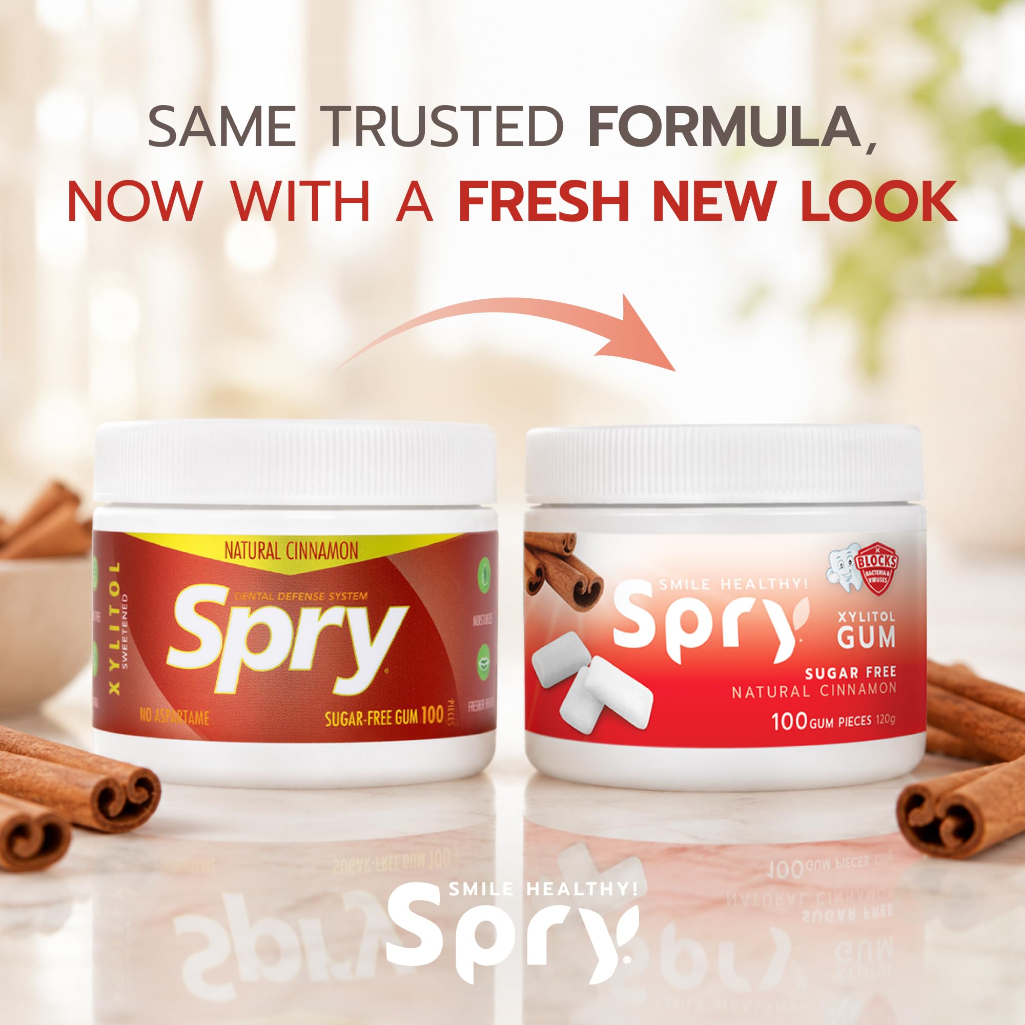 Spry chicles dentro del frasco, práctico y listo para consumo inmediato