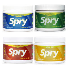 Spry frente del envase pack variedad con cuatro frascos y frescor visible