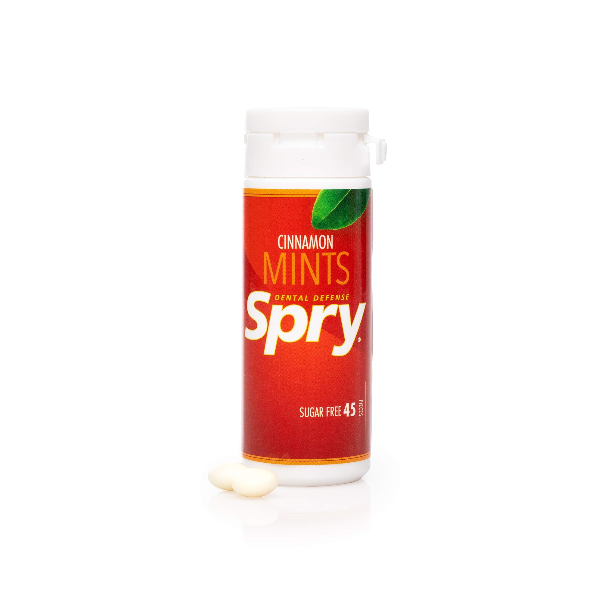 Spry mints canela etiqueta nutricional que muestra ingredientes naturales