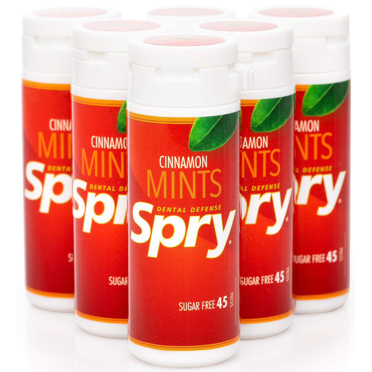 Spry mints canela envase frontal mostrando diseño y conveniencia