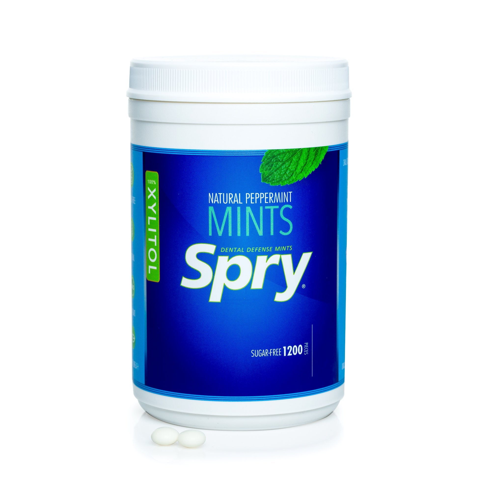 Spry menta etiqueta de ingredientes sin azúcar y certificaciones aptas para dietas