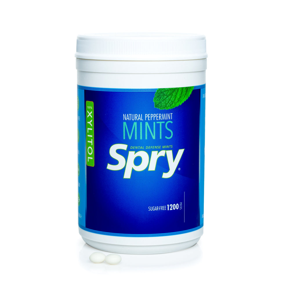 Spry menta etiqueta de ingredientes sin azúcar y certificaciones aptas para dietas