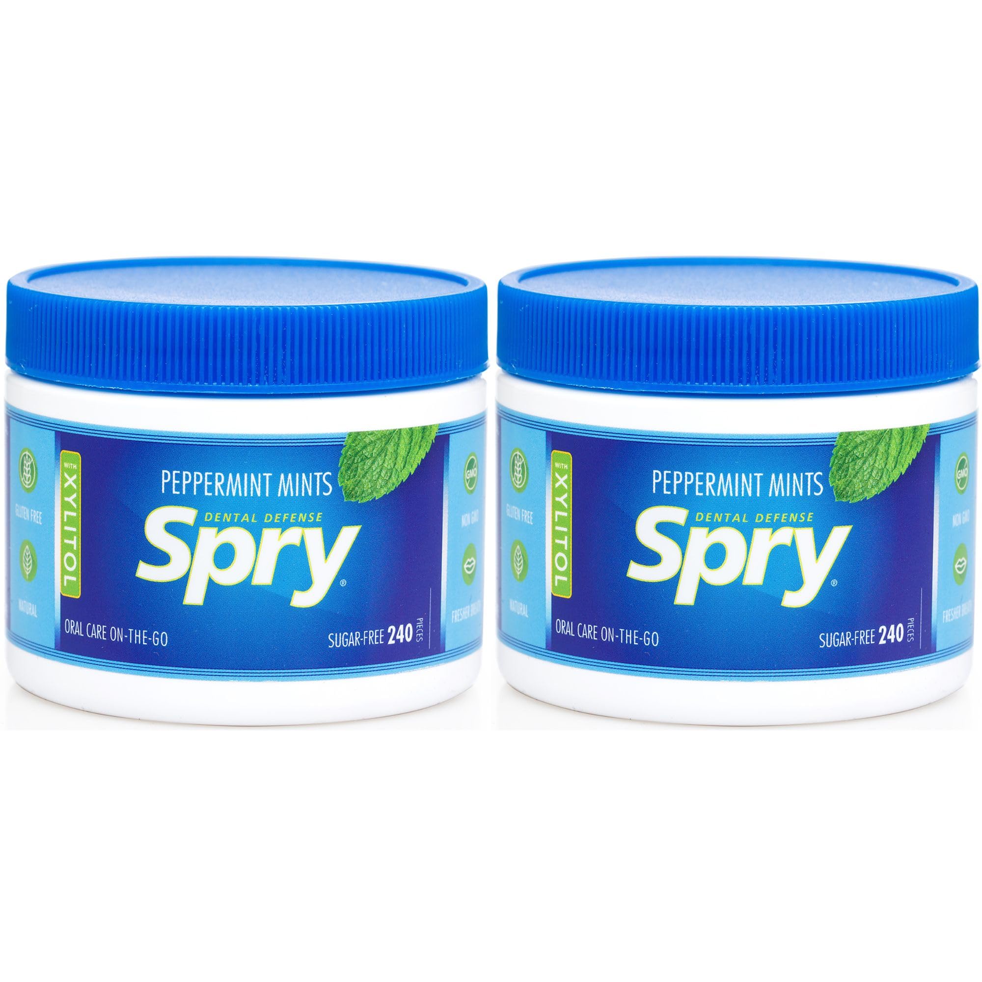 Spry menta frente del envase mostrando cantidad y diseño, frescura inmediata