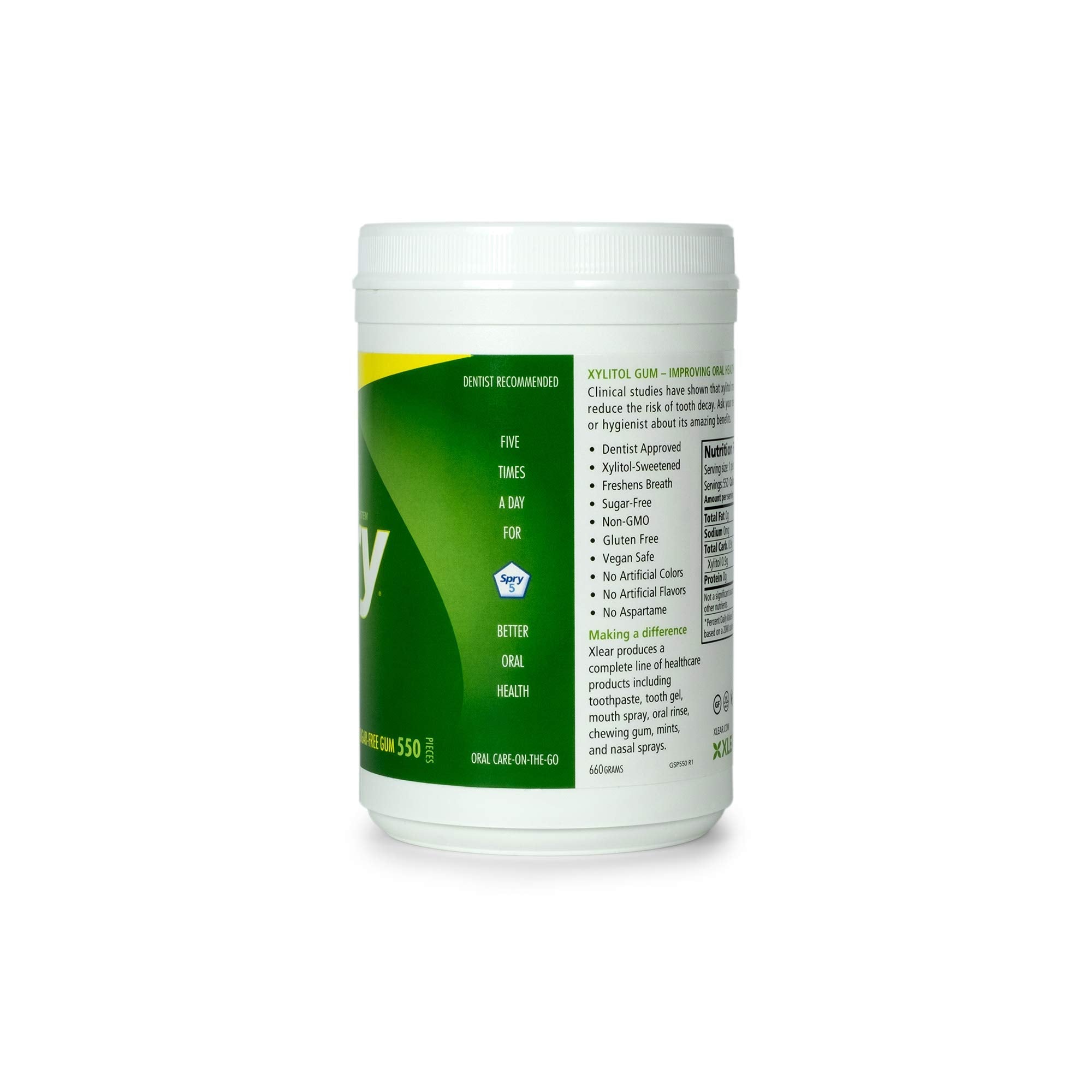 Primer plano de la etiqueta Spry con ingredientes y beneficios claros