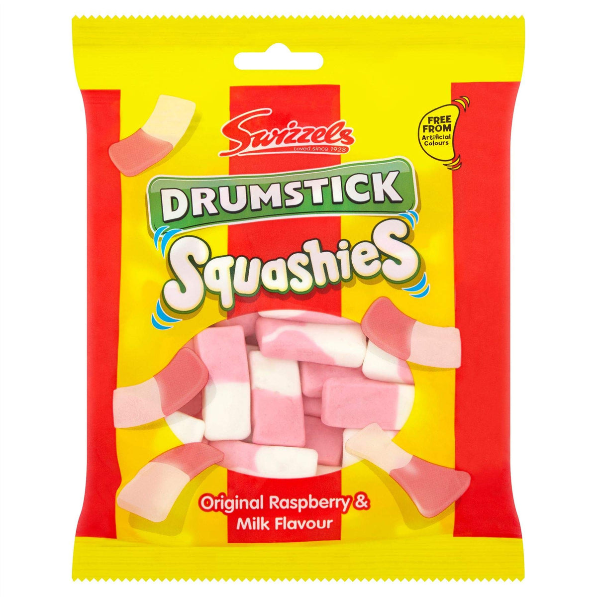 Squashies Drumstick frontal envase individual sabor frambuesa, ideal para un snack