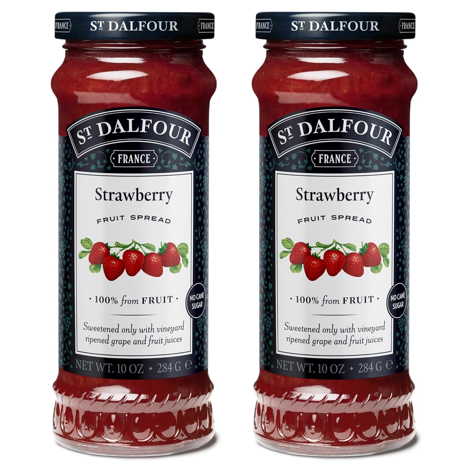 St. Dalfour frasco frontal mostrando etiqueta y volumen 10 oz