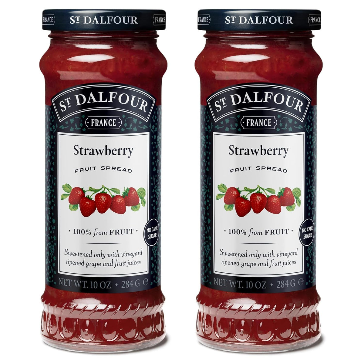 St. Dalfour frasco frontal mostrando etiqueta y volumen 10 oz