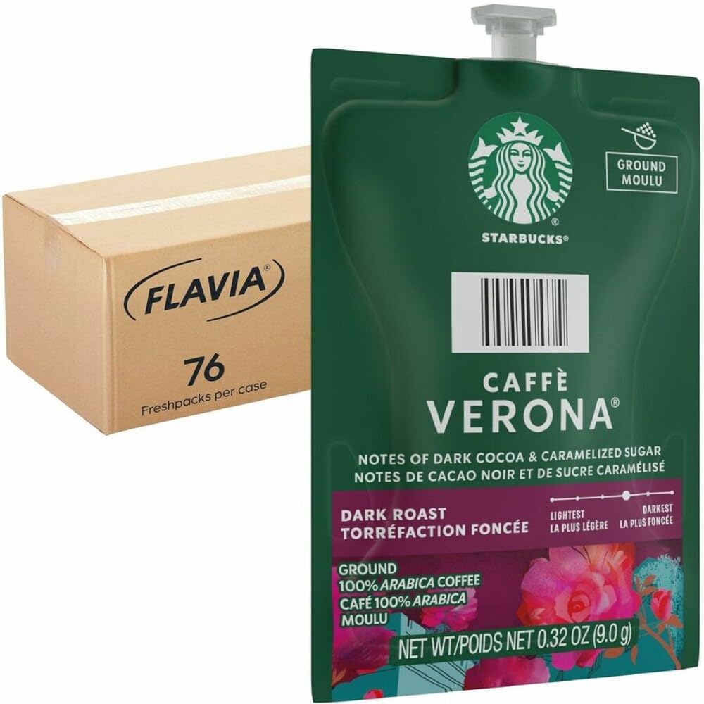Flavia Starbucks Caffé Verona pack frontal mostrando 76 Fresh Packs y conveniencia