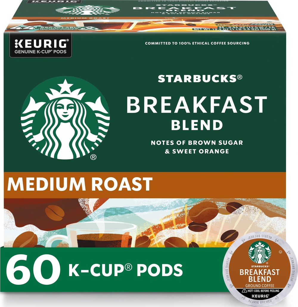 Starbucks paquete frontal mostrando 60 cápsulas K-Cup y conveniencia inmediata