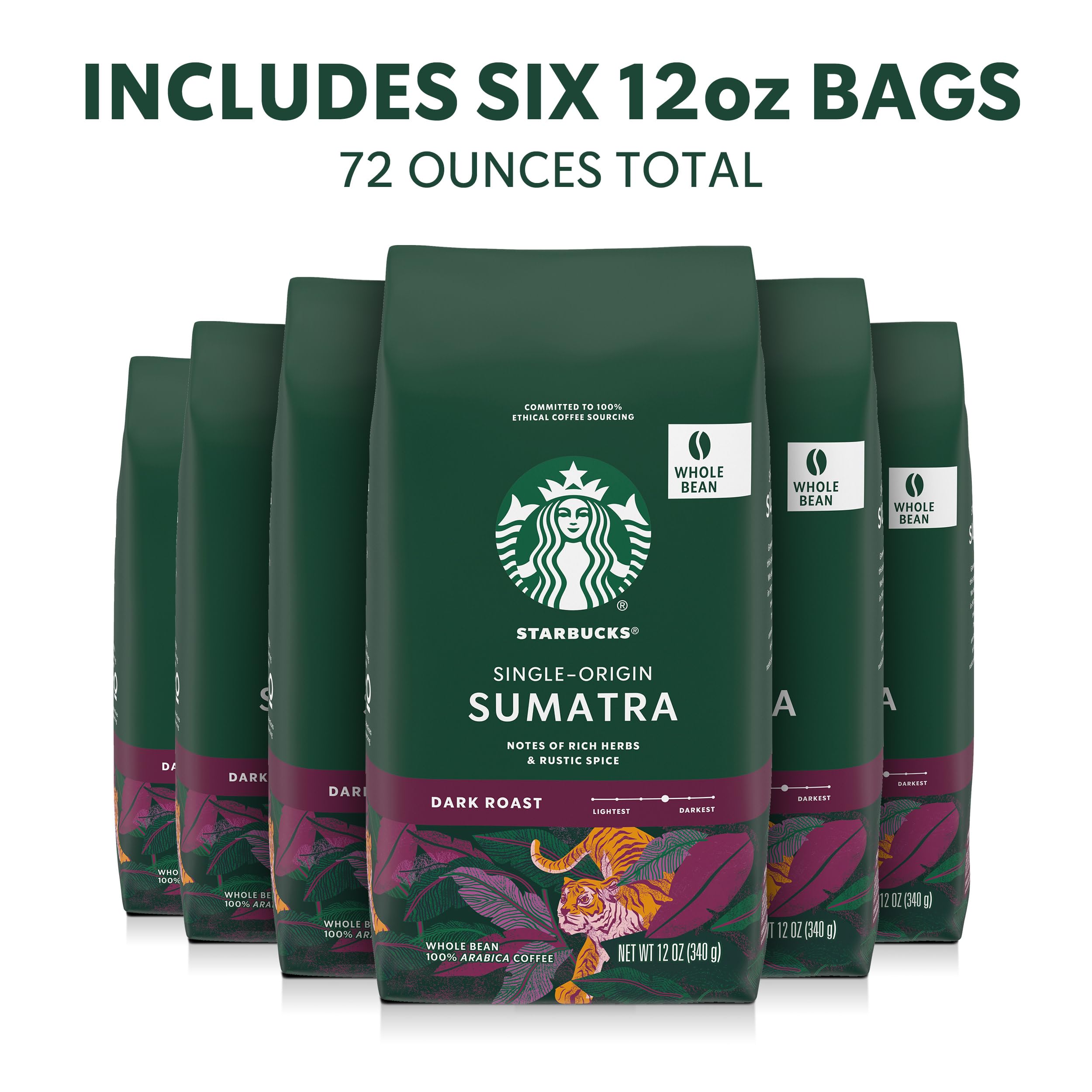 Starbucks Sumatra primeros planos de granos destacando aroma