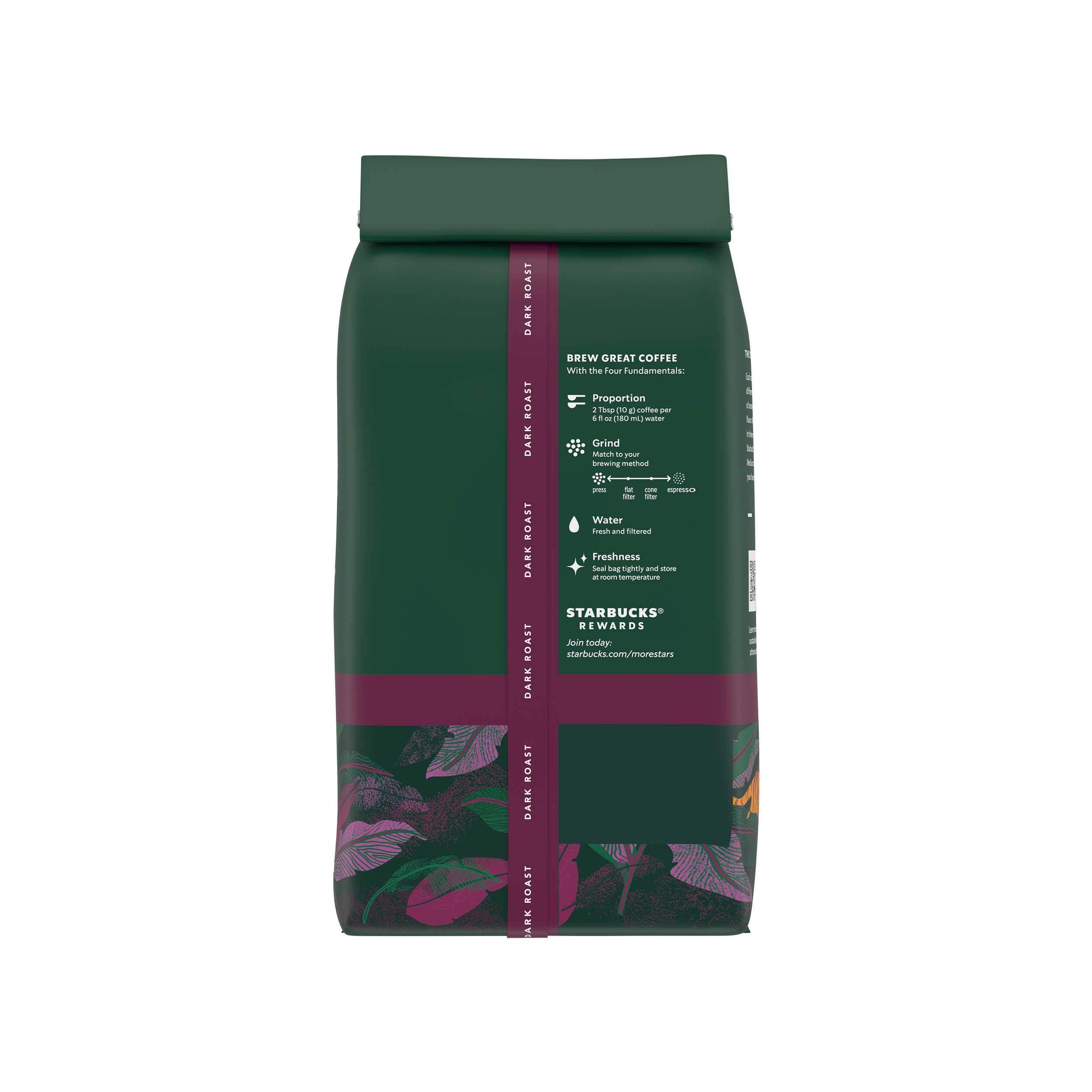 Starbucks Sumatra granos en mano mostrando calidad y origen