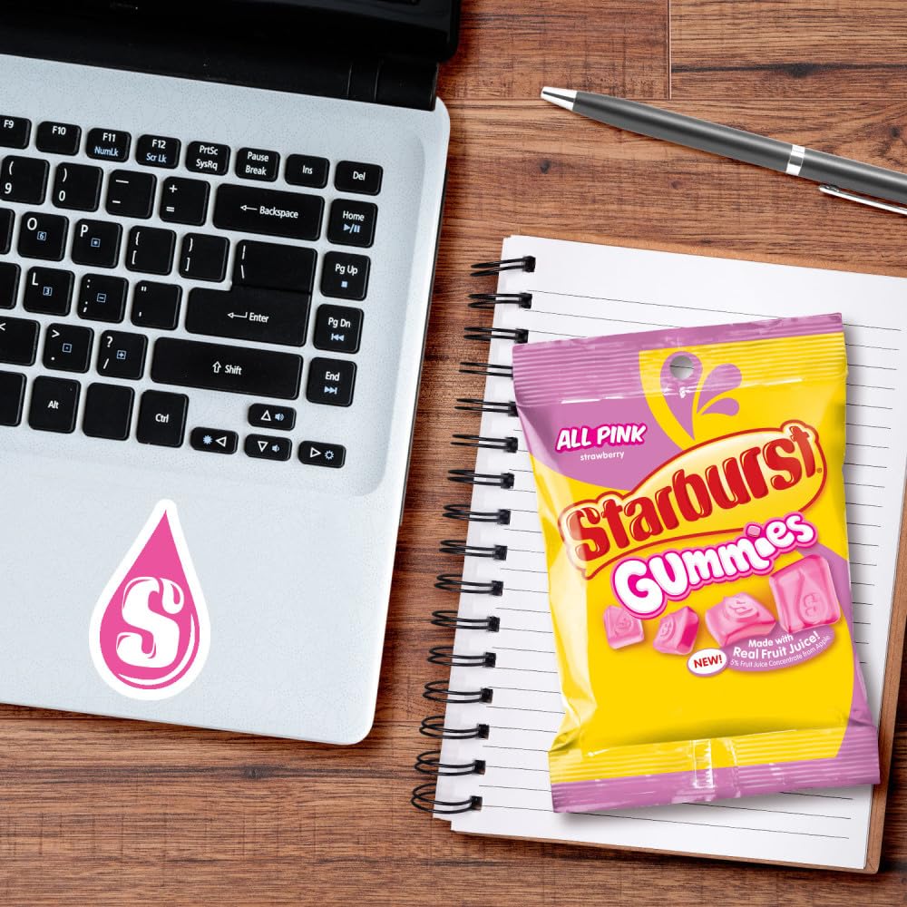 Starburst bolsa abierta con gominolas expuestas para porcionar fácilmente